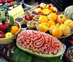 چیدمان میوه شب یلدا,چیدمان میوه در شب یلدا, طرز چیدمان میوه شب یلدا