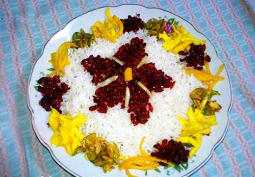 تزئین برنج مجلسی,برنج تزیین شده,تزیین برنج