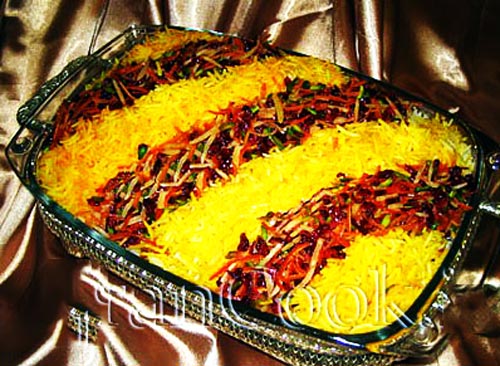 تزئین برنج مجلسی,برنج تزیین شده,تزیین برنج