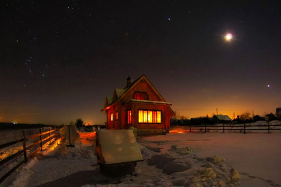 Village-house-at-night