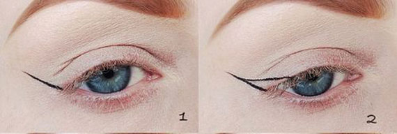 آموزش کشیدن خط چشم دنباله دار,آموزش خط چشم زدن,طرز کشیدن خط چشم تصویری,طرز کشیدن خط چشم پهن