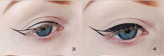 آموزش کشیدن خط چشم دنباله دار,آموزش خط چشم زدن,طرز کشیدن خط چشم تصویری,طرز کشیدن خط چشم پهن