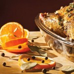 مرغ بريان با پرتقال و آلوی جنگلی